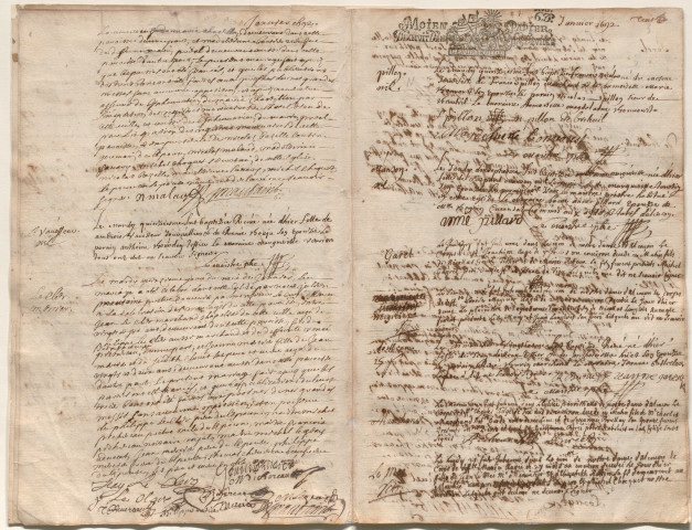 Paroisse Notre-Dame, registre des baptêmes, mariages et inhumations (13 janvier 1692-31 décembre 1692).