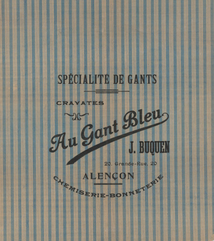 Commerces locaux indépendants, communication : papier d'emballage commercial imprimé [1940-1960], collection particulière de Denise Dupont, don 1990.