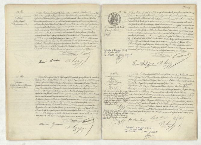 Reconnaissance de ANDRE Julien Joseph (25 septembre 1908),reconnaissance de GASSEAU Madeleine Jeanne Adrienne (28 septembre 1908),acte de naissance de ACHARD DE LA VENTE Marcel Marie (28 septembre 1908),acte de naissance de BLIN Albert Eugène enfant naturel (27 septembre 1908).