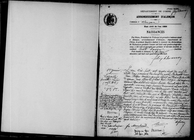 Registre des actes de naissance et adoption.