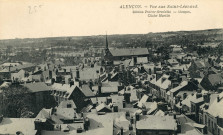 Alençon vue sur Saint-Léonard, carte postale ancienne noir et blanc, cliché Martin, Peslier-Greslebin édition, sd (14x9), AMA.