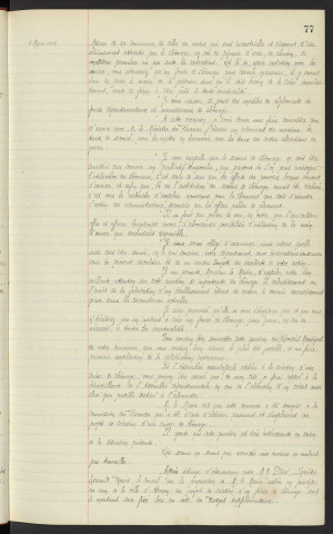 Fonds municipal de chômage, communication de Mr le Préfet
