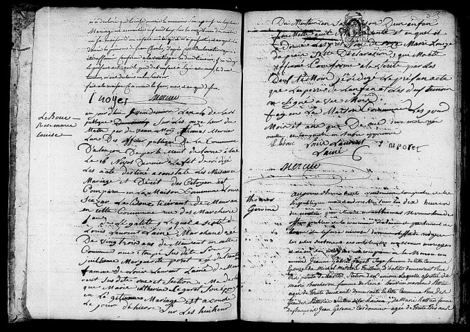 Acte de naissance de NOYER Jean Charles (27 septembre 1795),acte de naissance de LEBOUC Rose Marie Louise (27 septembre 1795),acte de naissance de THOMAS Jérôme enfant naturel (30 septembre 1795).