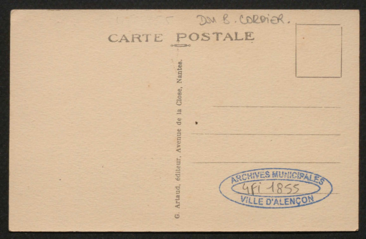 Alençon (Orne), Vieille maison Rue Porte de la Barre, carte postale ancienne noir et blanc n°58, G. Artaud éditeur, Nantes, sd, (14x9),AMA.