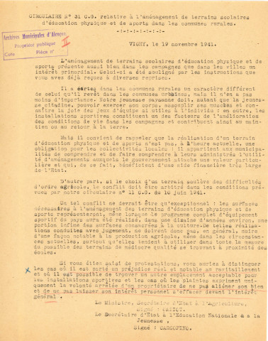 Jardins ouvriers à la disposition des employés de la maison Romet, boulevard de la République, exploitation agricole des parcelles (1941-1943) : correspondance, arrêtés, plan cadastral (B37-B38), procès-verbal, rapport.