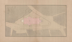 Église Saint Pierre de Montsort, orientation proposée par l'architecte Amédée Hédin (éch: 1/500, 43.5 x 25.5 cm, 15/10/1879).