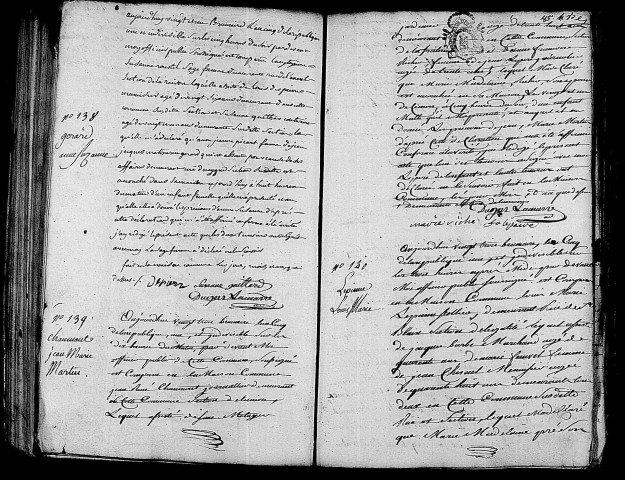 Acte de naissance de GERARD Anne Suzanne (11 novembre 1796),acte de naissance de CHAUMONT Jean Marie Martin(11 novembre 1796),acte de naissance de LEPRINCE Louis Marie (13 novembre 1796).