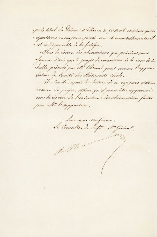 Couverture de la Halle au blé en fer et verre (1864), projet (architecte Charles Arnoul) : rapport, correspondance.