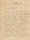 Lettre autographe signée de l'écrivain Henry de Kock à l'acteur Adolphe Delaferrière (sd).