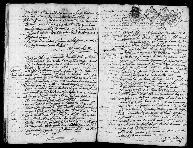 Acte de naissance de COURAPIED Joseph Pierre (25 octobre 1794),acte de naissance de ROGER Charles Victor (26 octobre 1794),acte de naissance de GUIBERT Marguerite (26 octobre 1794).