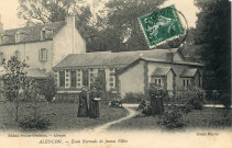 Alençon (Orne), l'école normale de jeunes filles, carte postale noir et blanc, cliché Martin, Peslier Greslebin édition, Alençon, (Date d'utilisation : ? Decembre 1908) (14x9).