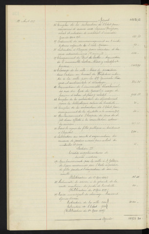 Comptabilité de la ville, budget supplémentaire de 1919, rapport