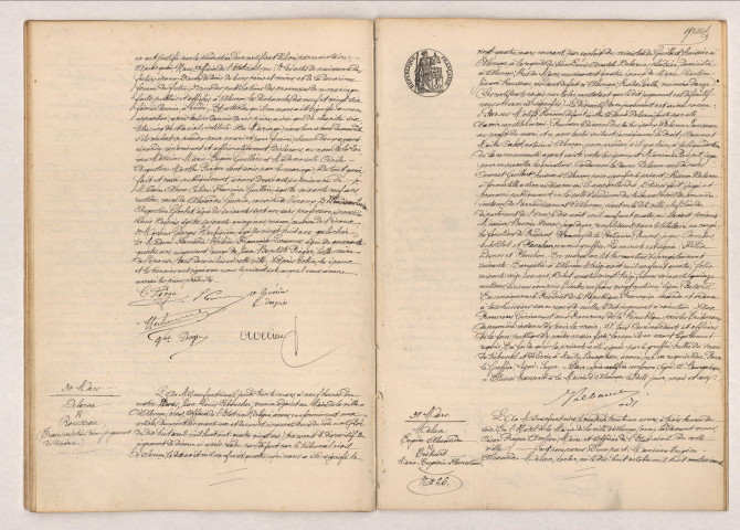 Acte de mariage de GUILLERE Marie Eugène et PIOGER Cécile Augustine Marthe (18 mars 1905), transcription du divorce de DELARUE Louis Anatole et ROUSSEAU Marie Léontine Jeanne (30 mars 1905), acte de mariage de Melun Eugène Alexandre et TRÉHARD Marie Eugénie Fleurestine (31 mars 1905).