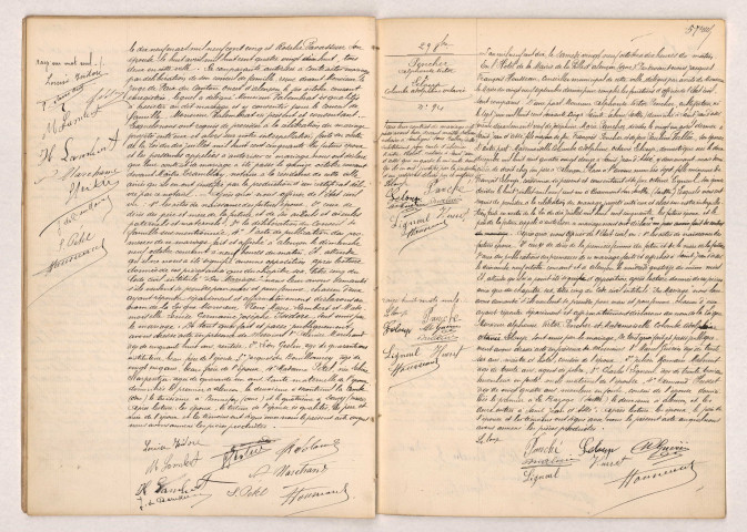 Acte de mariage de LAMBERT René Marie et ISIDORE Louise Germaine Josephe (22 octobre 1910), Acte de mariage de PENCHER Alphonse Victor veuf de PANCHER et LELOUP Colombe Adolphine Octavie (29 octobre 1910).