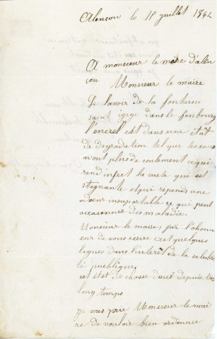 Lavoir Saint Isige ou lavoir de Lancrel, entretien et réparations (1864-1897) : correspondance, pétitions ; amélioration de l'aménagement, cession de terrain entre la ville et l'asile d'aliénés départemental (30 octobre 1872-31 juillet 1876) : convention de cession, plans, devis estimatif ; établissement d'un étendage et dallage du sol (18 mars - 9 avril 1878) : devis, délibération, quittance, gestion (1880-1898) : règlement, pétition des habitants de Lancrel.