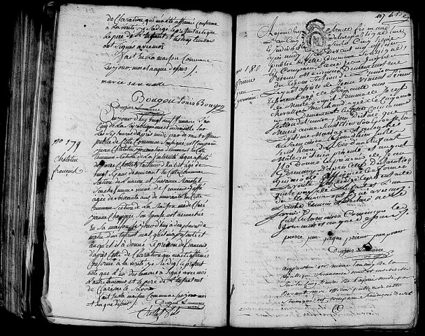 Acte de naissance de BOUGON Louis Marie (19 décembre 1796),acte de naissance de CHATELIN François (19 décembre 1796),acte de naissance de PRIEUR Jean Germain (19 décembre 1796),acte de naissance de BEDET Françoise (19 décembre 1796).