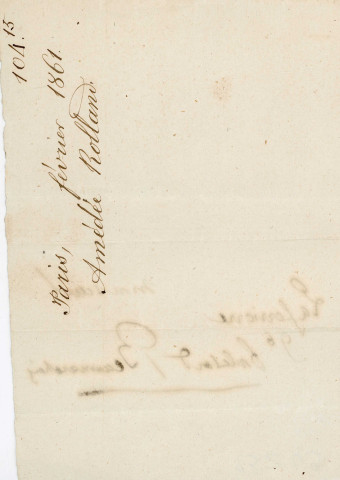 Lettre autographe signée de l'écrivain Amédée de Rolland à l'acteur Adolphe Laferrière [janvier 1861] .