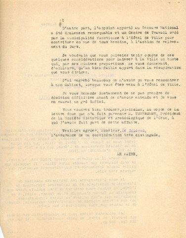 Réquisition du Buste de La Sicotière pour la récupération des métaux non ferreux (1942-1951) : correspondance. :