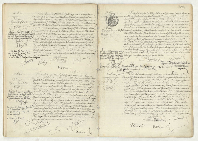 Acte de naissance de PILORGE Suzanne Marie (12 mars 1903),LEHUEN Suzanne Marie Alice (13 mars 1992),MÈEL Robert Adrien Adolph (14 mars 1903),CHAUVEL Alice Louise (15 mars 1903).