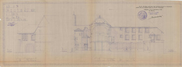Agrandissement du Carmel, projet, coupe longitudinale sur cloître (ech : 1/50, Marcel Mezen) (28 mars 1938), dessin n°9.