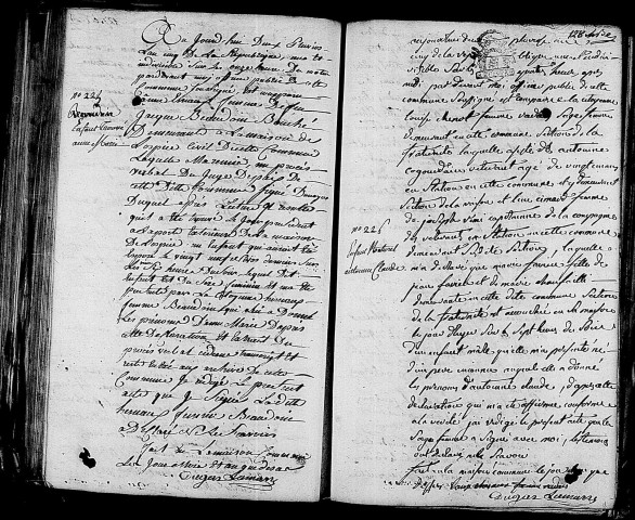 Acte de naissance de Anne Marie enfant trouvé (21 janvier 1797),acte de naissance de FAVIEN Antoine Claude enfant naturel (20 janvier 1797).