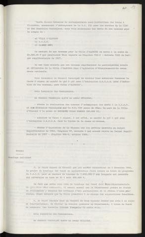 Voirie, aménagement des accès à la Z.I.N. et aux abattoirs sur la R.N. 138, devis travaux pour la ville d'Alençon, S.E.B.N., garage BAYI. Voirie, bouclage Sud-Ouest.