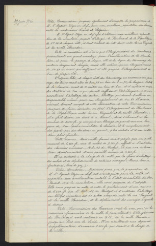 Boulevard de la République, Rue CAZAULT, Ruelle BOURDON, Pont sur la Sarthe, élargissement de la chaussée, M. SUARD et BEGUIN cantonnier, vote de crédit