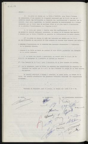Expansion économique, tôlerie automobile et industrielle, garantie du paiement d'une annuité de l'emprunt contracté par l'entreprise, prise en charge du coût des terrains non acquis par la T.A.I. en cas d'abandon du projet de 2ème tranche de travaux.