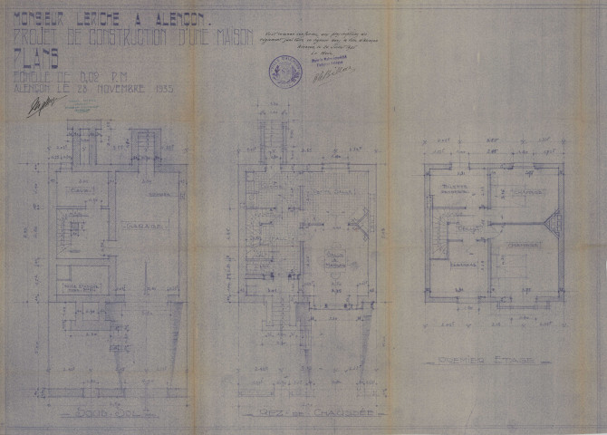 permis de construire n°25, Construction d'une maison d'habitation Rue Sées Alençon, (date de décision : 1936), (auteur du projet, architecte : MEZEN Albert).