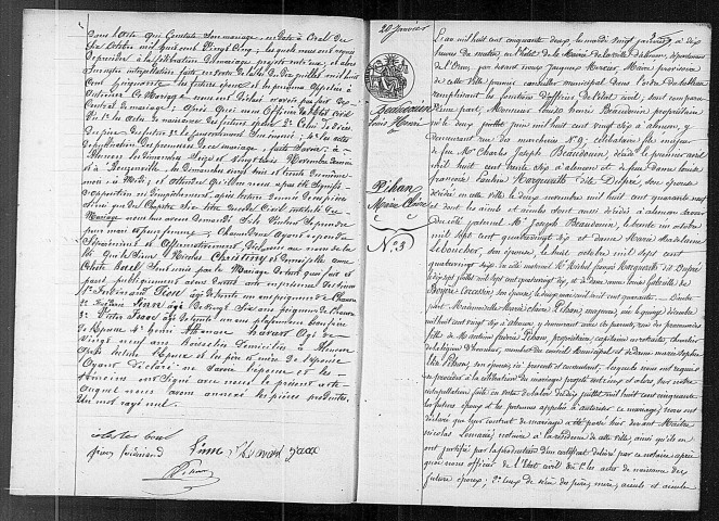 Registre des actes de mariage (1852).