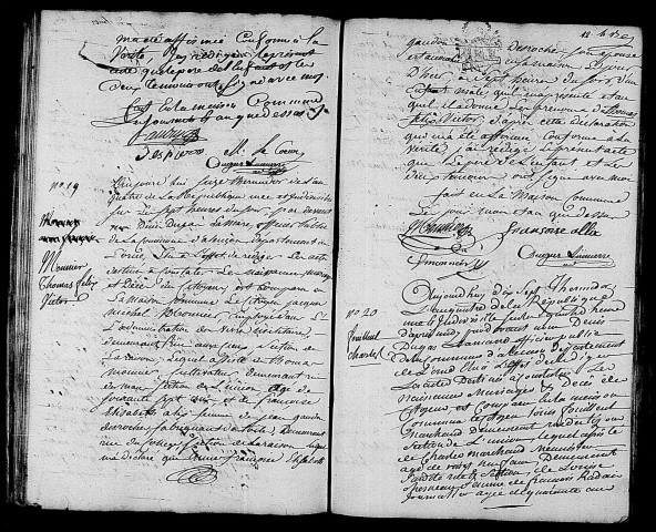 Acte de naissance de AUBRY Marie Louise Angélique (2 août 1796),acte de naissance de MONNIER Thomas Félix Victor (2 août 1796),acte de naissance de FOUILLEUL Charles (3 août 1796).