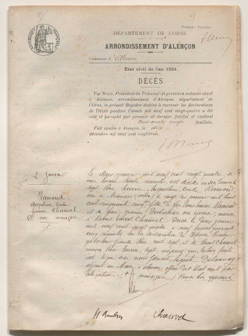 Registre des actes de décès (1924).