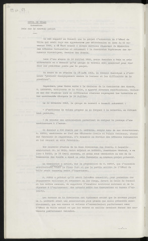 Hôtel de Ville, extension, avis sur le nouveau projet.