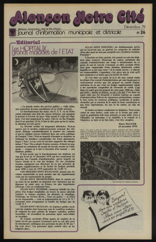 Alençon Notre Cité, journal d'information municipale et districale n°26 (décembre 1979).