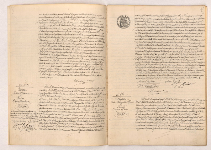 Transcription d'un jugement de divorce de CHABRION et DUBREUIL (15 Octobre 1907), Acte de mariage de VENISSE Julien Éléonore et RAISON Marie Joséphine (16 Novembre 1907), ALEXANDRE Isaïe Ferdinand Henri et FESSARD Anaïse Marie (18 Novembre 1907).