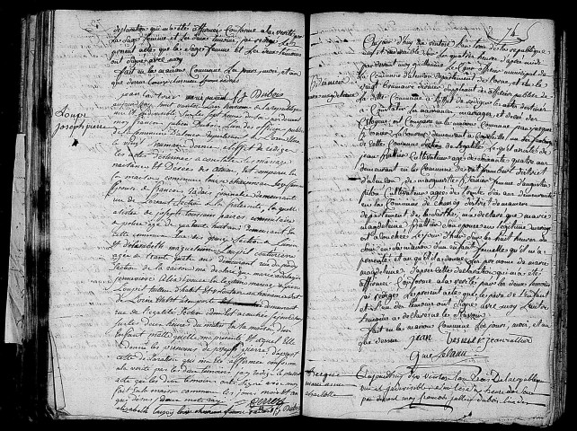 Acte de naissance de LAMBERT Jacques René enfant naturel (25 février 1795),acte de naissance de LOUPI Joseph Pierre (26 février 1795),acte de naissance de BESNIER Marie Madeleine (27 février 1795),acte de naissance de BERGUE Marie Anne Charlotte (28 février 1795).