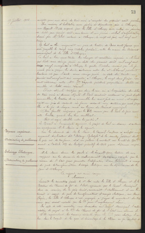 Boulevard de la République, acquisition d'un immeuble frappé d'alignements : Approbation de l'acte et autorisation de location. Dépenses imprévues : Autorisation de prélèvement. Eclairage électrique : Autorisation de prélèvement