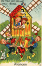 Alençon (Orne), "De mon joli moulin vous verrez Alençon", carte postale humoristique à système couleur n°6, Artaud père et fils, éditeur, Nantes, éditions Gaby, (Date d'utilisation : 22 septembre 1952), (14x9), AMA.