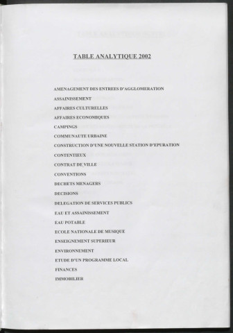 Registre des décisions et des délibérations du conseil communautaire (28 Février - 19 Décembre 2002).