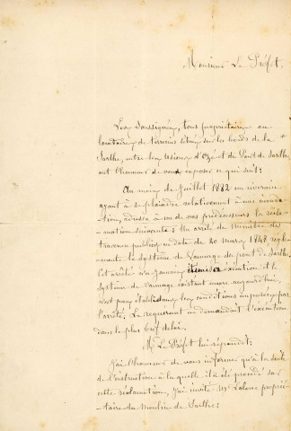Rivière de la Briante, règlement d'eau sur la retenue des eaux du Moulin du Guichet (1825-1835), pétition du sieur Dujarrier : correspondance.