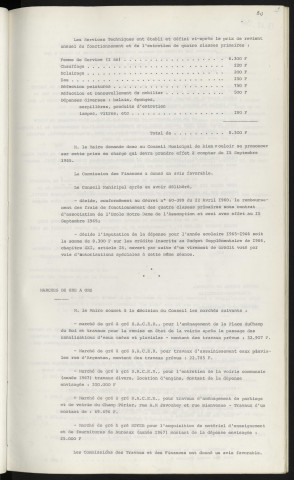 Enseignement de frais de fonctionnement des classes sous contrat de l'école Notre Dame de l'assomption. Marches de gré à gré, S.A.C.E.R. pour l'aménagement de la place du Champ du Roi, rue d'Argentan, champ Périer , rue A.M Javouhey et rue Bienvenue, SOYER pour acquisition de matériel.