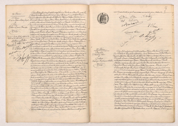 Acte de mariage de OLIVIER Maurice Etienne Marie Joseph et PILON Hélène Marie Françoise (20 février 1909), Acte de mariage de PIEUCHOT Alexandre Léon et GUIBOUT Françoise Euphrasie Adélaîde (22 février 1909).