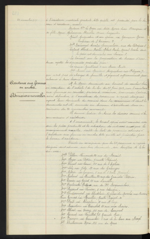 Assistance médicale gratuite, admissions nouvelles. Assistance aux femmes en couches, admissions nouvelles