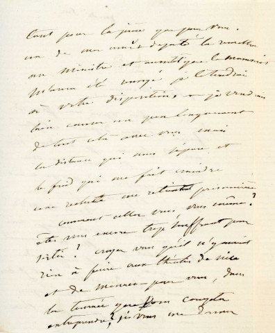 Lettre autographe signée de la femme de lettres Louise Colet au comédien Louis Fortuné Adolphe Laferrière (1872-1873).
