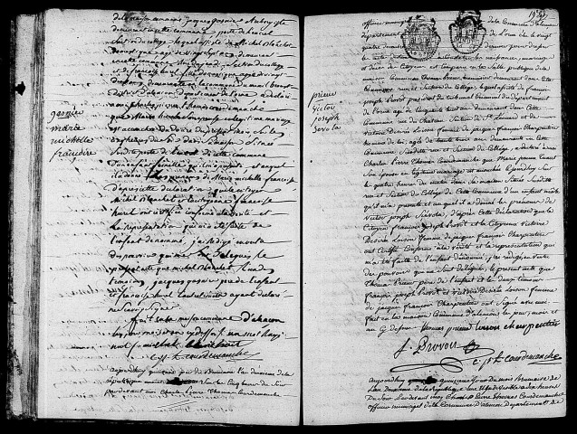 Acte de naissance de GARNIER Marie Michelle Françoise (2 novembre 1793),acte de naissance de PRIEUR Victor Joseph Sevola (5 novembre 1793),acte de naissance de LEROUX Louis François enfant naturel (5 novembre 1793).