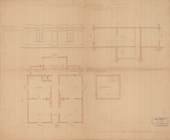 permis de construire n°1, Construction d'une maison d'habitation Alençon, (date de décision : 03/11/1927), (auteur du projet, architecte : DEMATTEO (entrepreneur)).