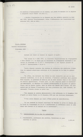 Matériel, acquisition de matériel d'enseignement et de bureau à la librairie générale de l'Orne, avenant n°1. C.E.S. Aveline, travaux déconcentrés, programme 1969.
