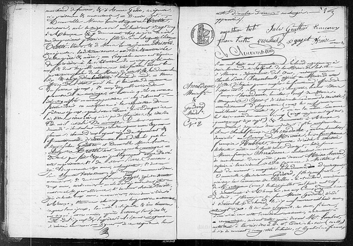 Registre des actes de mariage (1841).