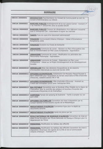 Registre des décisions et des délibérations du conseil communautaire (02 Mars - 21 Décembre 2006).