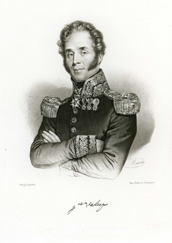 Portrait du général DUFRICHE-VALAZÉ, signé Maurin, héliographie noir et blanc Dujardin, imprimerie Eudes et Chassepot (sd).